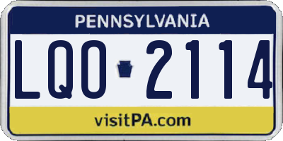 PA license plate LQO2114