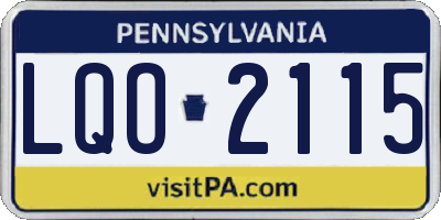 PA license plate LQO2115