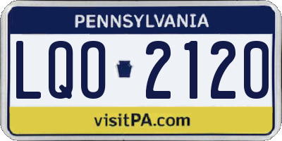 PA license plate LQO2120