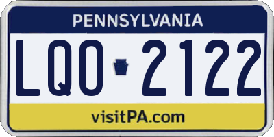 PA license plate LQO2122