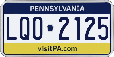 PA license plate LQO2125