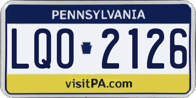 PA license plate LQO2126