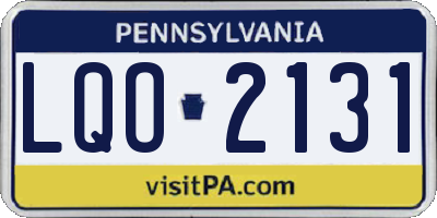 PA license plate LQO2131