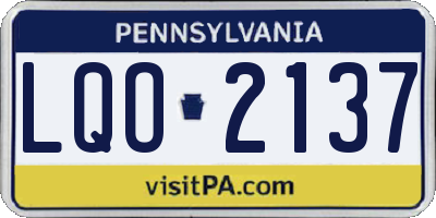 PA license plate LQO2137