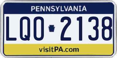 PA license plate LQO2138