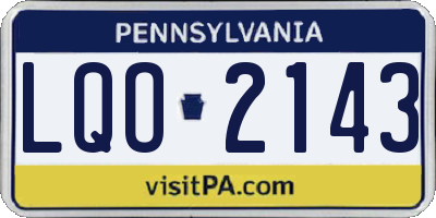 PA license plate LQO2143