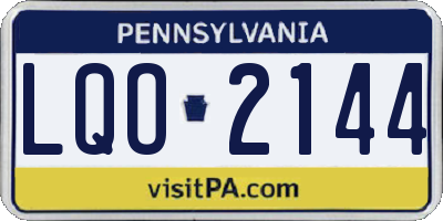 PA license plate LQO2144