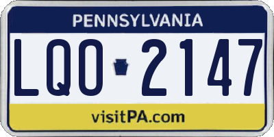 PA license plate LQO2147
