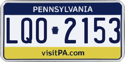 PA license plate LQO2153
