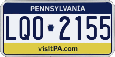 PA license plate LQO2155