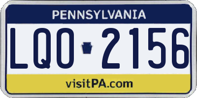 PA license plate LQO2156
