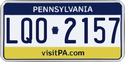 PA license plate LQO2157