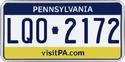PA license plate LQO2172