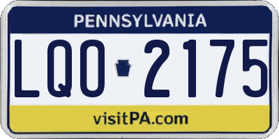 PA license plate LQO2175