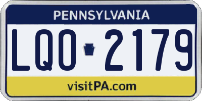 PA license plate LQO2179