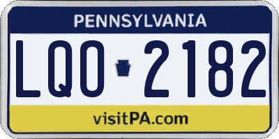 PA license plate LQO2182