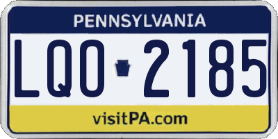 PA license plate LQO2185