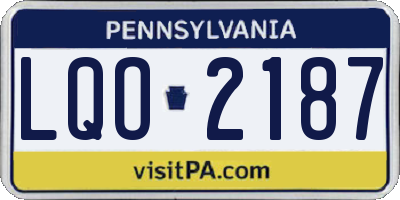 PA license plate LQO2187