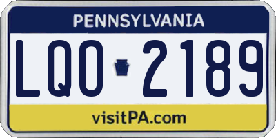 PA license plate LQO2189