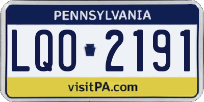 PA license plate LQO2191