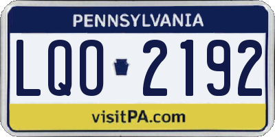 PA license plate LQO2192