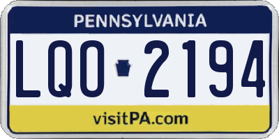 PA license plate LQO2194