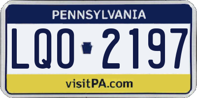 PA license plate LQO2197