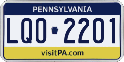 PA license plate LQO2201