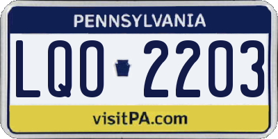 PA license plate LQO2203