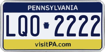 PA license plate LQO2222