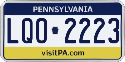PA license plate LQO2223