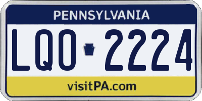 PA license plate LQO2224