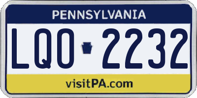 PA license plate LQO2232