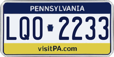 PA license plate LQO2233