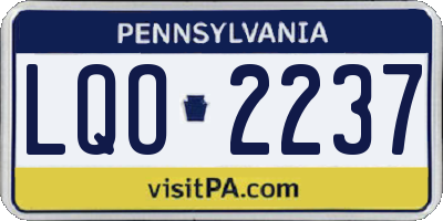 PA license plate LQO2237