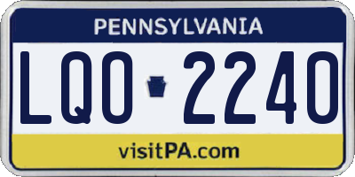 PA license plate LQO2240