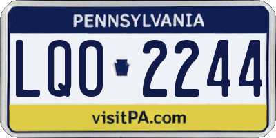 PA license plate LQO2244