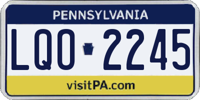PA license plate LQO2245