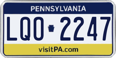 PA license plate LQO2247