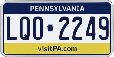 PA license plate LQO2249