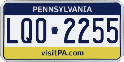 PA license plate LQO2255