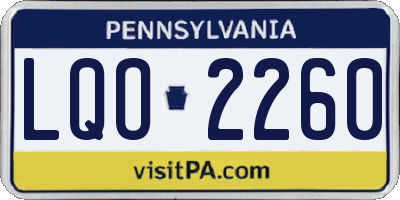PA license plate LQO2260