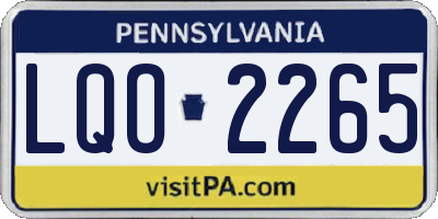 PA license plate LQO2265