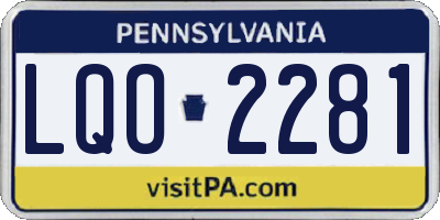 PA license plate LQO2281