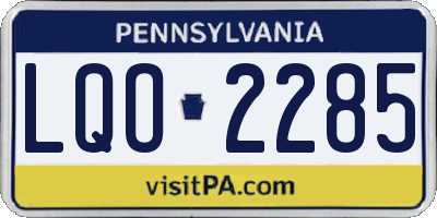 PA license plate LQO2285