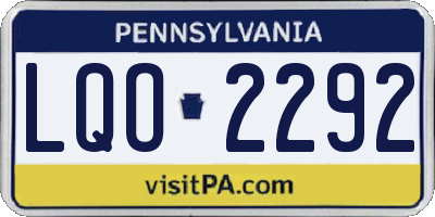 PA license plate LQO2292