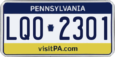 PA license plate LQO2301