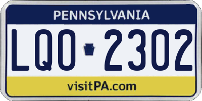 PA license plate LQO2302