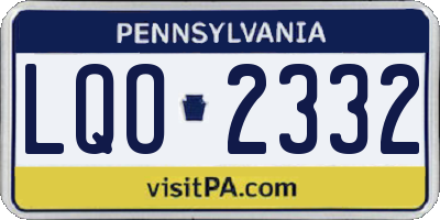 PA license plate LQO2332