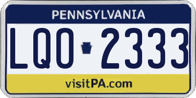 PA license plate LQO2333